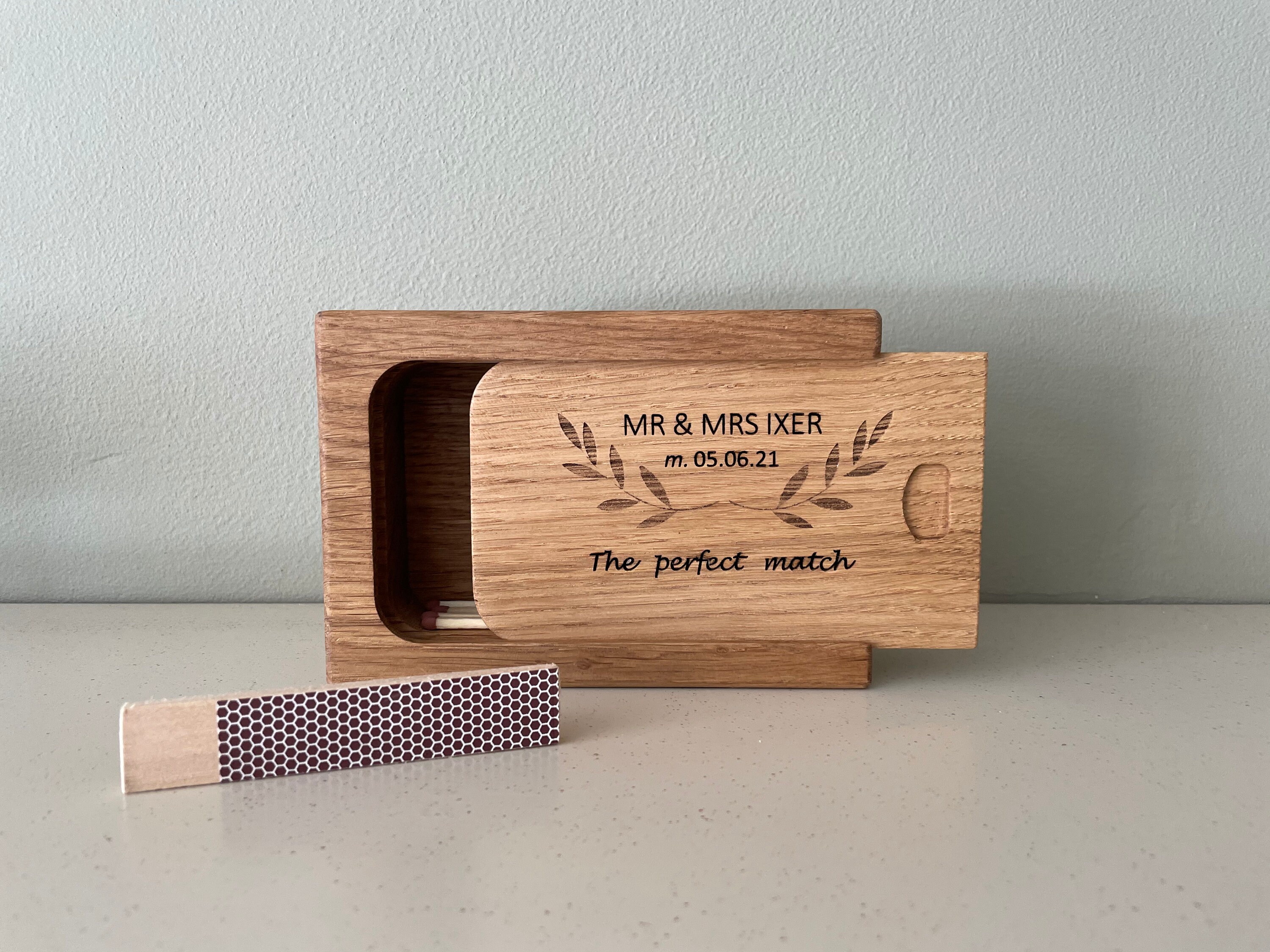 Personalised wooden Match box 5th anniversary gift wedding Etsy