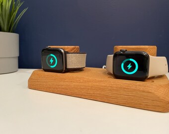 Hand Crafted Wooden Dual Apple Watch Charging Stand
