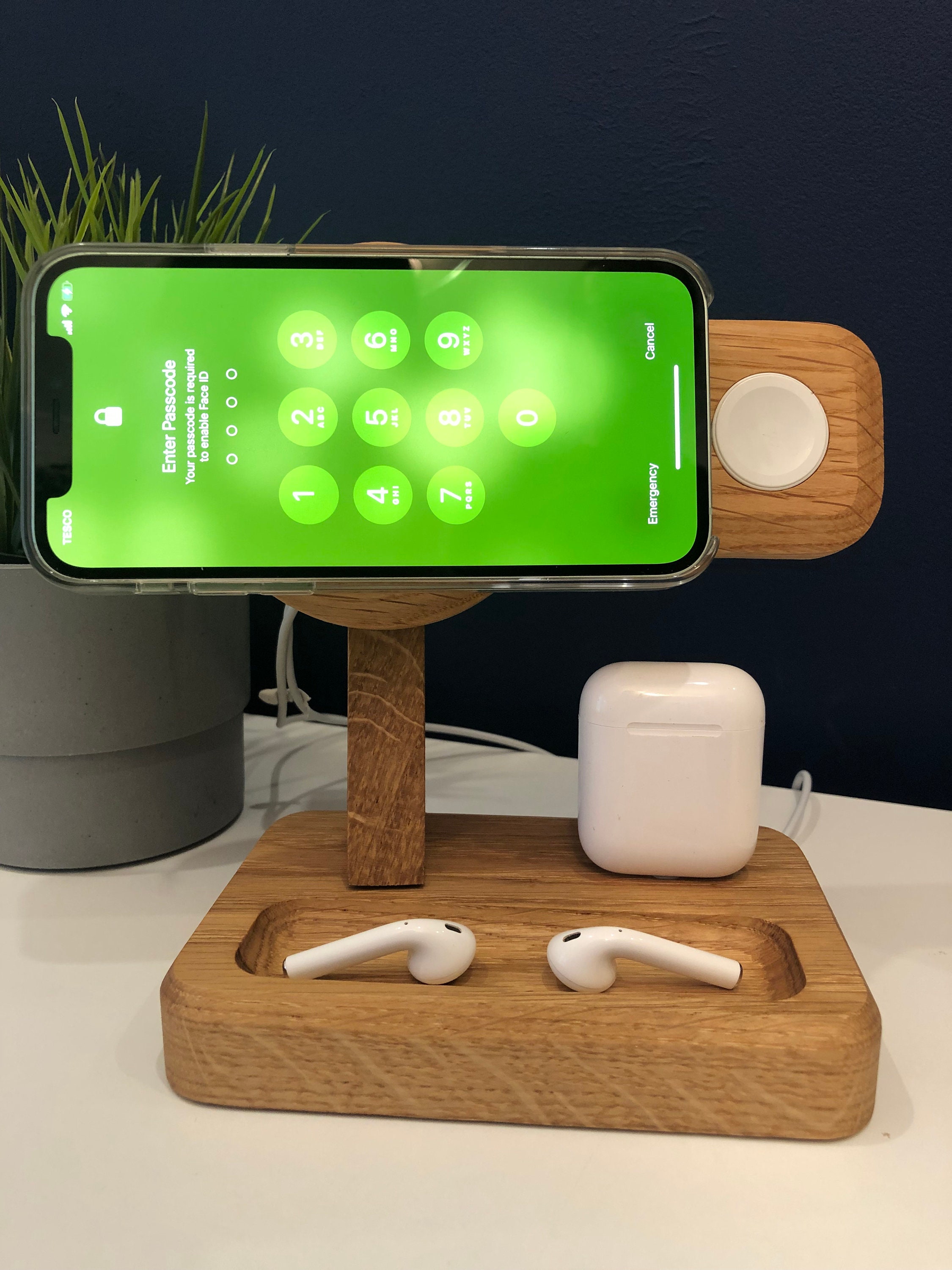 3 in 1 apple charging station wood sale