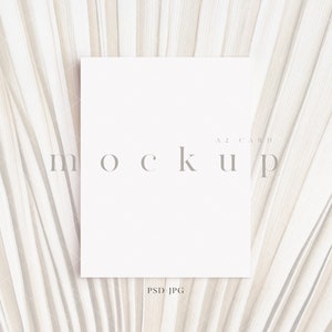 A2 Boho Card Mockup / Palm Leaves Design / Moderne digitale wenskaart Mockup / Bruiloft Mockup / Eenvoudig ontwerp / JPG PSD Smart Object / D199