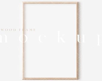 A4 Holzrahmen Mockup / Modernes digitales Mockup / Minimalistisches Kunstdisplay mit Holzrahmen / Einfache vertikale Rahmenvorlage / JPG PSD Smart Objekt / M404