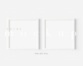 Square White Frame Mockup: Minimalist Art Display (PNG, JPG, PSD)