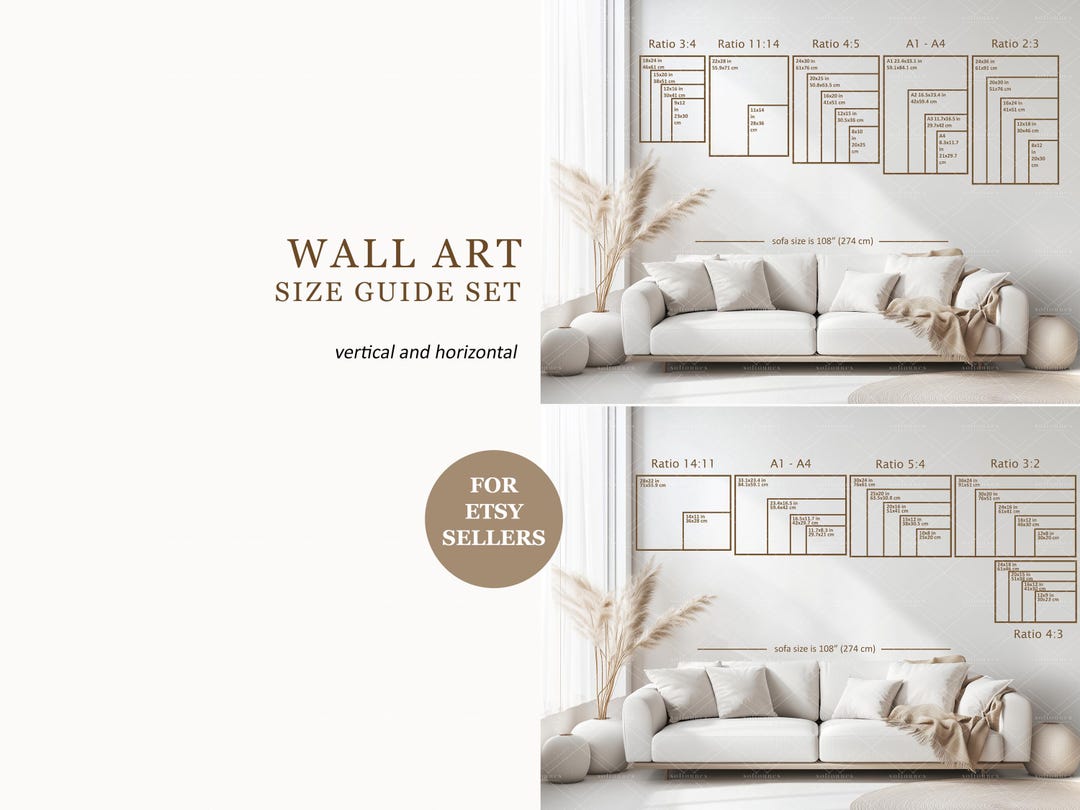 Etsy Shop Size Guide: Wall Art Display Mockup (JPG Digital Download) - Etsy