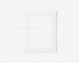 May include: White passe-partout frame mockup. The frame is on a white background.