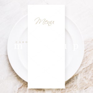 Makieta karty menu/Makieta menu weselnego/Makieta karty 4x9/Szablon pustej karty menu/Prosty minimalistyczny makieta stacjonarna/JPG PSD/M284