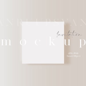 Vierkante trouwkaart mockup / moderne uitnodiging 5x5 lege mockup / minimalistische wenskaart baby douche mockup sjabloon / JPG PSD smart object / D29