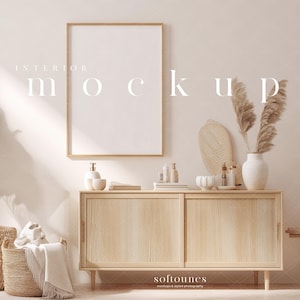 Interior Mockup Frame/Scandinavian Room Mockup/Modern Interior Design/Nordic Calm Bohemian Bright Neutral Interior/JPG PSD Smart Object/L230