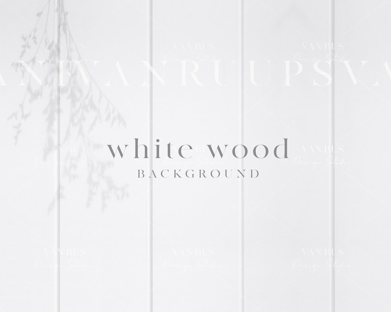 May include: White wood background with a shadow of a plant hanging from the top. The text "white wood background" is written in the centre of the image.
