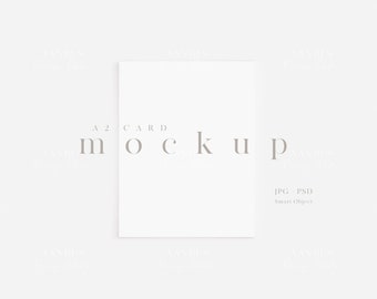 May include: A2 card mockup with the text "CARD MOCKUP" in gray on a white background. The text "JPG - PSD Smart Object" is also in gray at the bottom of the card.