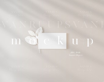 Minimalist Business Card Mockup: Boho Neutral Design (3.5x2, JPG PSD)