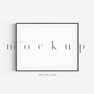 30x40 Thin Frame Mockup/ Modern Digital Mockup/Simple Black Horizontal Framed Art Display/ Frame with Mat/PNG JPG PSD Smart Object/N110