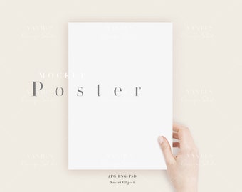 A4 Poster Mockup: Modern Hand Display (JPG, PSD)