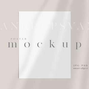 8.5x11 Póster personalizable Mockup Shadow Overlay / Modern Mockup / Delicate Styled Mockup / Boho Mockup Display / JPG PSD Smart Object / D99