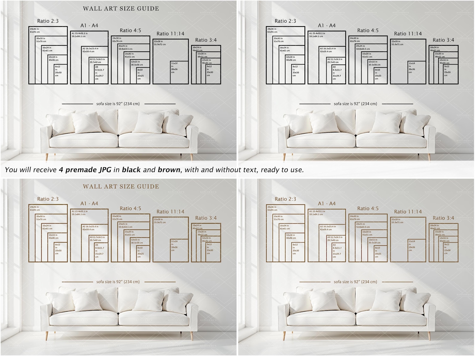 Editable Etsy Shop Size Guide: Wall Art Display Mockup (JPG/PSD Digital ...