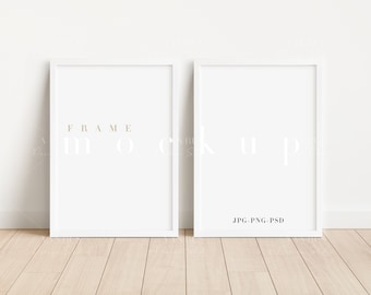 Weißer Bilderrahmen Mockup: Modernes A4 Kunst-Display (PNG, JPG, PSD)
