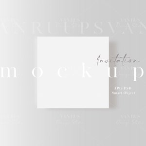 Maquette de carte de mariage carrée / Maquette neutre d’invitation moderne / Modèle de maquette de douche de bébé de carte de vœux minimaliste / JPG PSD Smart Object / D45