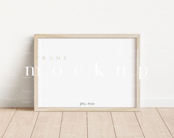 A4 Wood Frame Mockup: Modern Minimalist Art Display (JPG PSD)