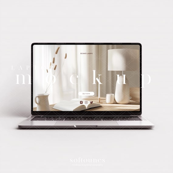 Minimal Macbook Laptop Mockup for Branding, Canva, Photoshop, Photopea (JPG, PNG, PSD)