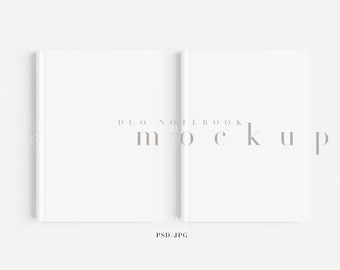 Minimalist Notebook Mockup Duo: 5x7 Journal Cover Template (JPG, PSD)