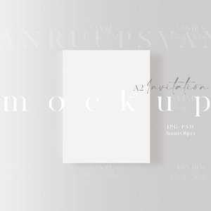 Maquette de carte de mariage A2 / Invitation moderne Maquette neutre propre / Modèle de maquette de douche de bébé de carte de vœux minimaliste / JPG PSD Smart Object / D104