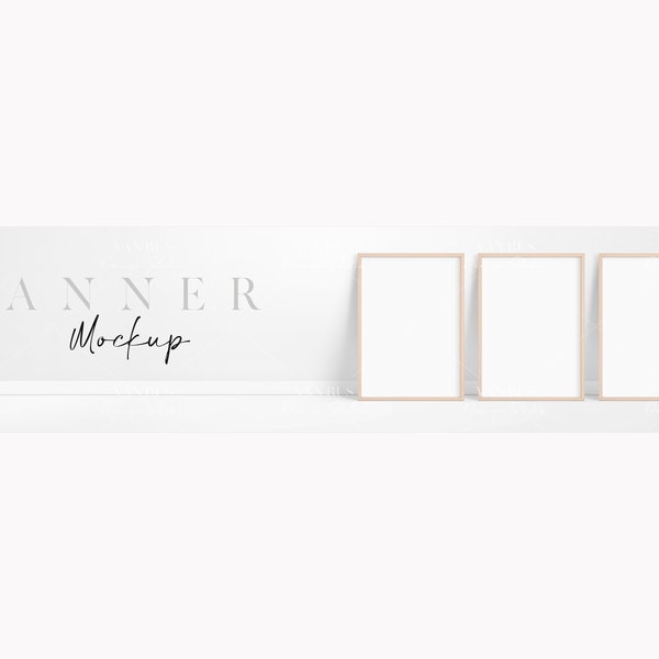 Etsy Shop Banner Mockup with A4 Frames/Minimalist Cover Image Banner Display/Etsy Big Banner/Branding Template/JPG PNG PSD Smart Object/H46