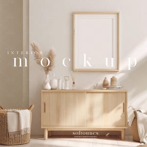 Interior Mockup Frame/Scandinavian Room Mockup/Modern Interior Design/Nordic Calm Bohemian Bright Neutral Interior/JPG PSD Smart Object/L234