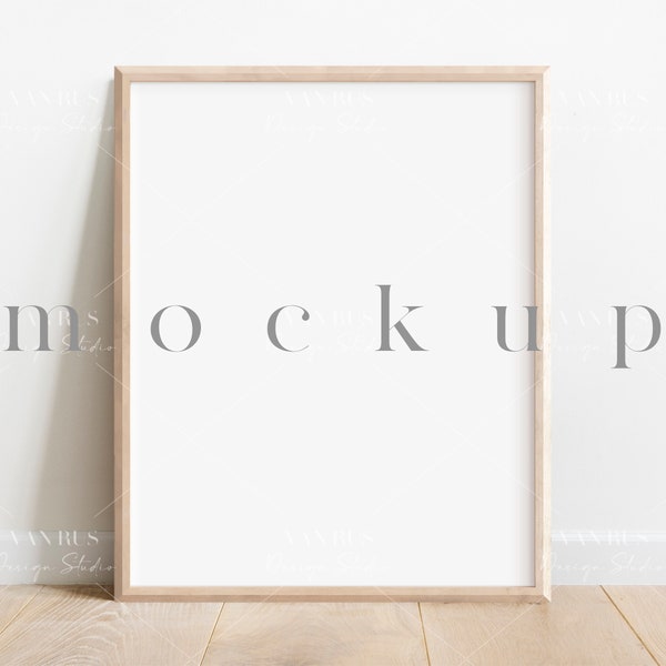 8x10 Frame Mockup/ Digital Mockup /Simple Portrait Styled Mockup for 8X10 Art/ Wood Frame Wood Floor Display/ PNG JPG PSD Smart Object/N360