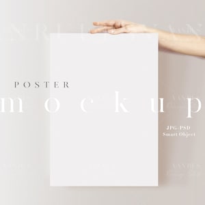 Maqueta de póster grande / ISO Maqueta minimalista moderna / Maqueta de pantalla de póster de calendario simple / Maqueta de impresión de póster vertical / JPG PSD Smart Object / H40