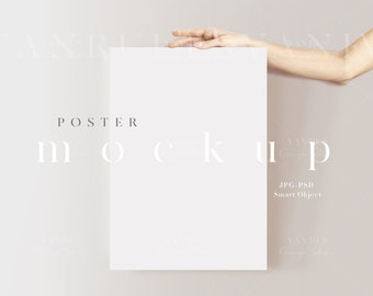 Modern Minimalist Poster Mockup: Vertical Print Display (JPG, PSD)