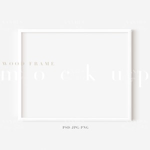 White Wood Frame Mockup: Modern Minimalist Art Display (PNG JPG PSD) (Digital Download)