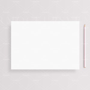 May include: A blank white sheet of paper with a light pink pencil on a light gray background.