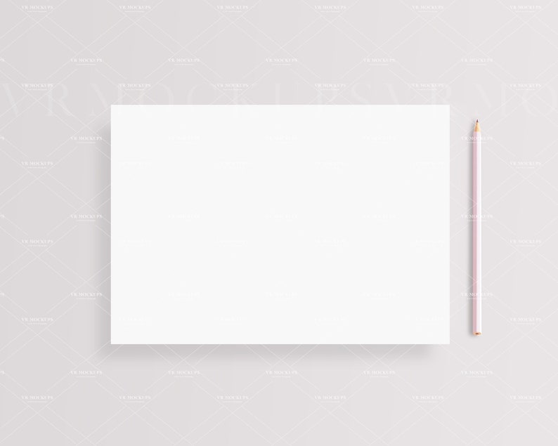 May include: A blank white sheet of paper with a light pink pencil on a light gray background.