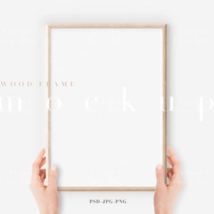 A3 Wood Frame Mockup/ Modern Digital Mockup/Minimalist Wood Framed Art Display/Simple Vertical Frame Template/ PNG JPG PSD Smart Object/N327