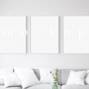 Interior Mockup Frame/Simple Digital Mockup/Modern Living Room Frame Mockup Display/Gray Couch Interior/PNG JPG PSD Smart Object/N333