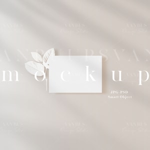 Dank u kaart Mockup / minimalistisch visitekaartje neutrale mockup / Boho card ontwerp 3,5x5 sjabloon / schaduw overlay / JPG PSD smart object / D63