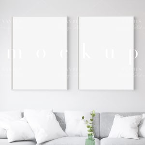 Interior Mockup Frame/Simple Digital Mockup/Modern Living Room Frame Mockup Display/Gray Couch Interior/PNG JPG PSD Smart Object/M354