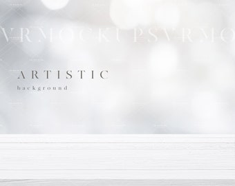 White Wood Table Mockup: Product Display Background (JPG Digital Download)