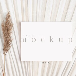 A2 Boho Card Mockup / Pampas Leaves Design / Moderne Digitale Wenskaart Mockup / Bruiloft Mockup / Simple Design / JPG PSD Smart Object / N380