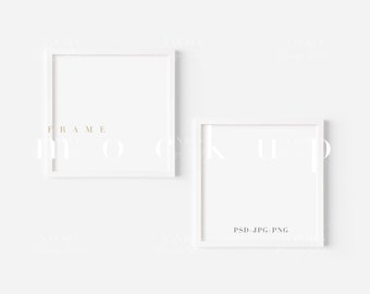 Square White Frame Mockup: Minimalist Art Display (PNG, JPG, PSD)