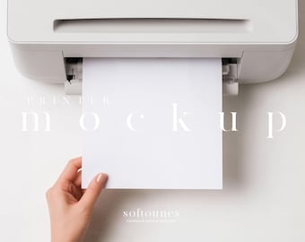 Minimalist Printer and Paper Mockup (JPG, PNG, PSD)