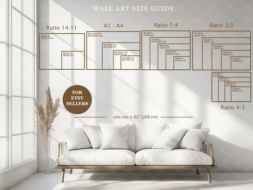 Wall Art Size Guide: Etsy Shop Display (JPG Digital Download) - Etsy