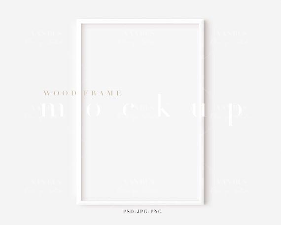 White Wood Frame Mockup: Modern Minimalist Art Display (PNG JPG PSD)
