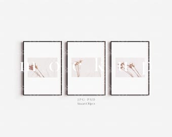 A4 Black Frame Mockup Set: Modern Art Display (Digital Download)