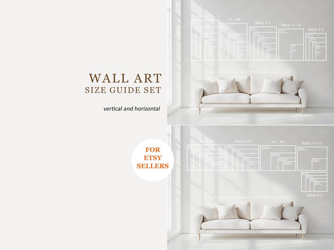 Etsy Shop Size Guide: Vertical & Horizontal Poster Mockup (JPG Digital ...