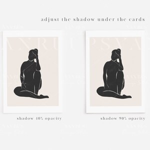 May include: Two illustrations of a person sitting with their head in their hands. The illustrations are in black and white and are on a light pink background. The first illustration has a shadow with 10% opacity and the second illustration has a shadow with 90% opacity.