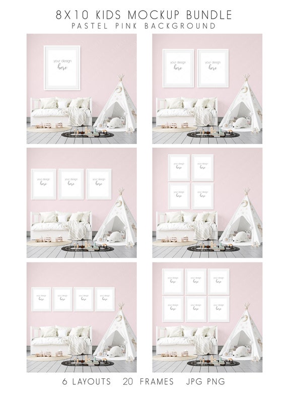 8x10 Kids Interior Nursery Frame Mockup Bundle Simple Clean Etsy