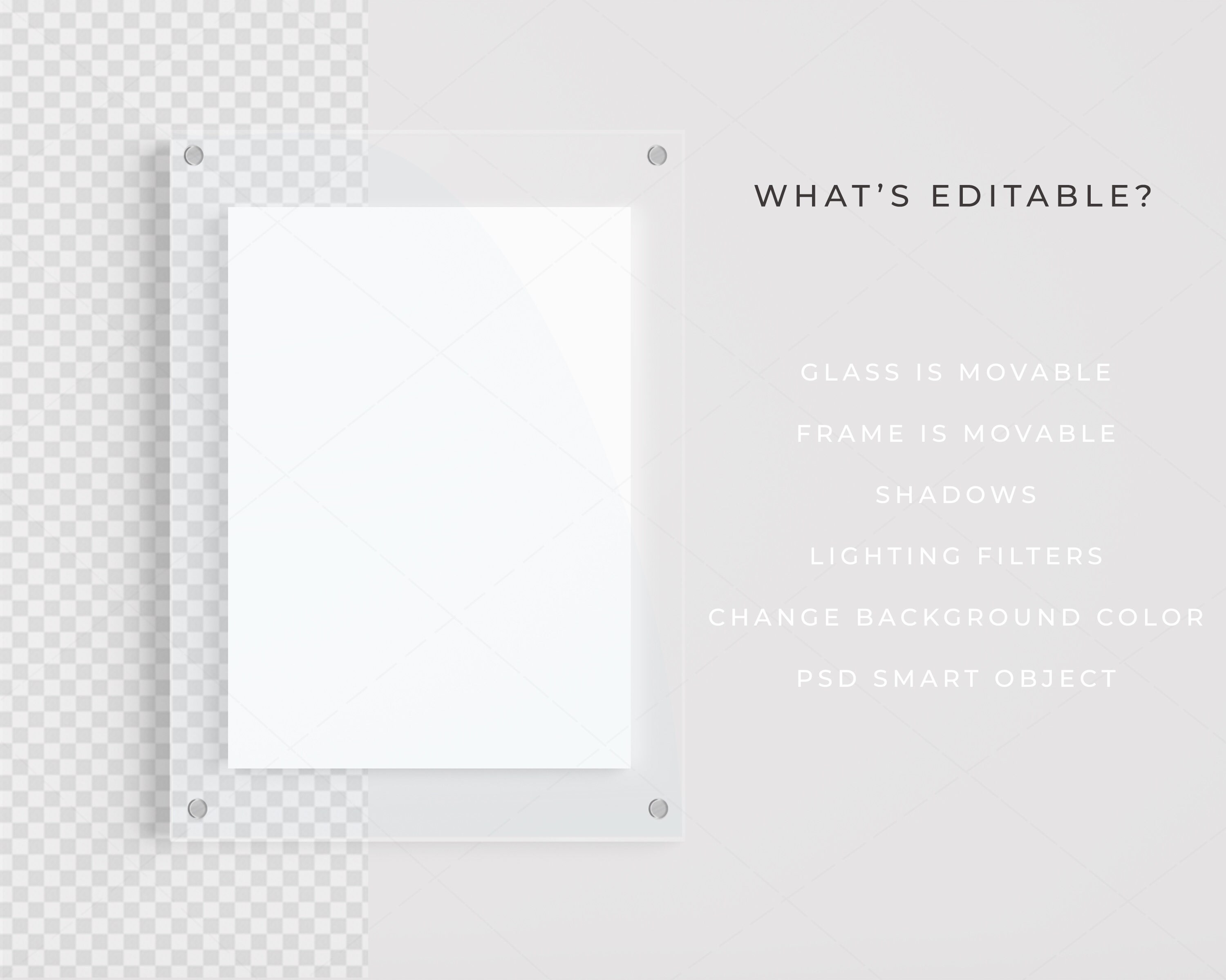 Glass Frame Mockup/ Digital A4 Mockup /modern Glass Portrait Etsy