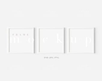 Square White Frame Mockup: Minimalist Art Display (PNG, JPG, PSD)