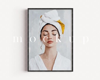 Black Wood Frame Mockup: Modern A4 Art Display (Digital Download)