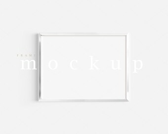 Silver Metal Frame Mockup: Modern Art Display (PNG JPG PSD)